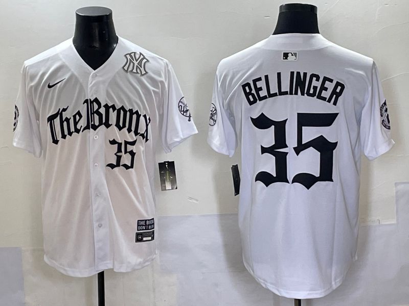 Men 2025 New York Yankees 35 Bellinger White Five generations Joint Name Nike MLB Jersey style 5